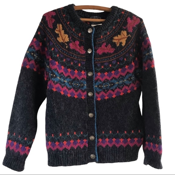 Woolrich Sweaters - Vintage Woolrich Patterned Colorful Cardigan with Leaves Button Front Size Small